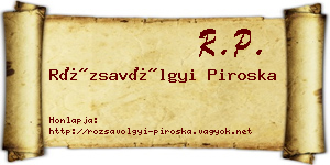 Rózsavölgyi Piroska névjegykártya
